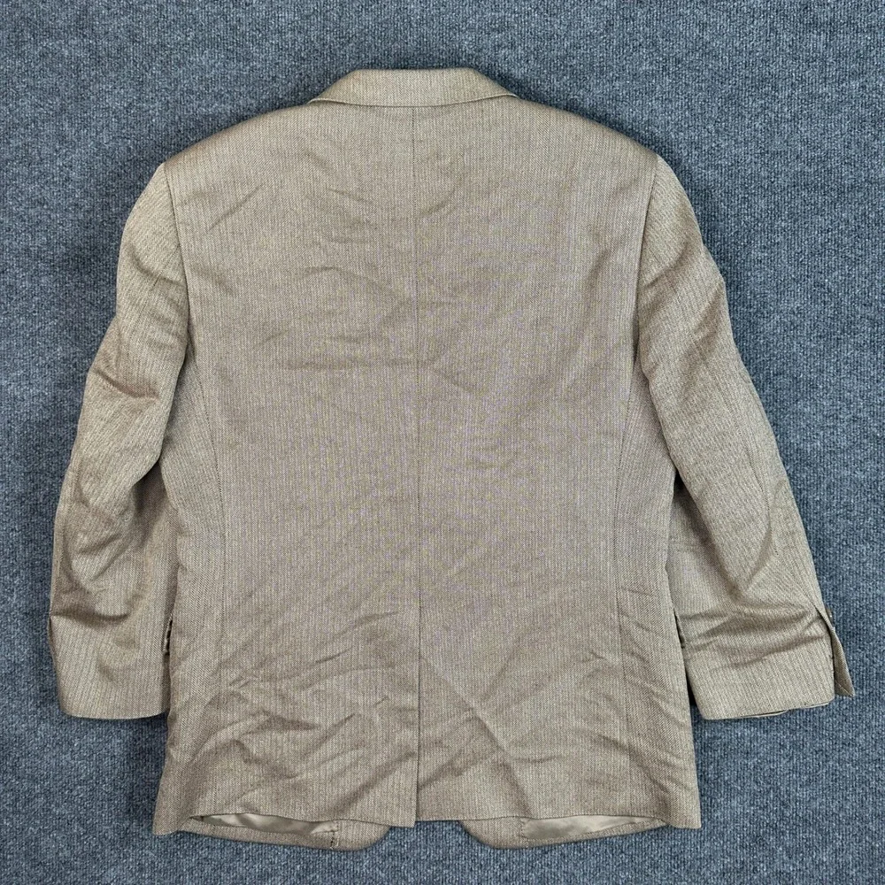 Jos A Bank Signature Collection Blazer 40S Tan Silk Camelhair Herringbone Jacket